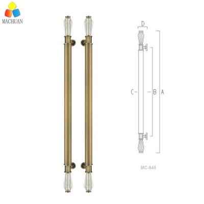 China Modern Custom Crystal Antique Brass Door Pull High End Handle For Timber Door for sale