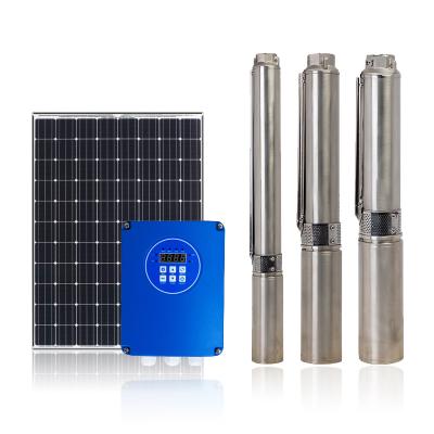 China Irrigation deep hole well water pump submersible solar pump 0.5HP 600w 96v 52m head pump solar water for sale