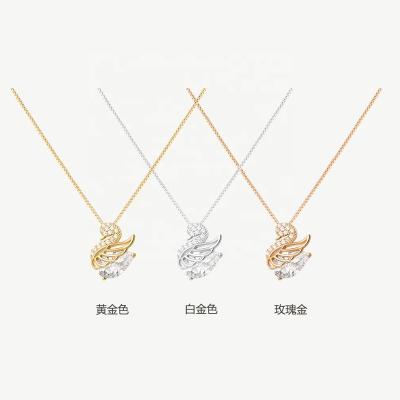 China S925 Sterling Silver Necklace Women's Soft Swan Romantic Small With Light Diamonds Design Pendant And Luxurious Premium Quality Necklace for sale