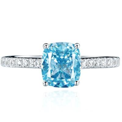 China Other S925 Sterling Silver Ring Japanese Light Sense Marine Blue Zircon Ring Female Statistical High Grade Luxury Wind Silver Ring Wholesale for sale