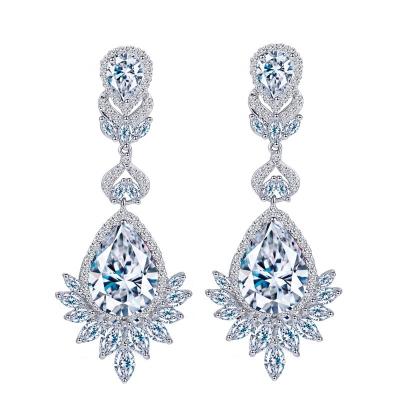 China New Fashion Romantic Trendy Style Long Water Drop Earrings Micro-inlaid AAA Color Zircon Water Drop Women All-match Jewelry Romantic Gift for sale