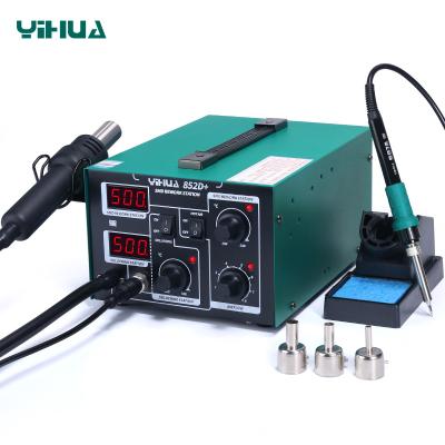 China Building material YIHUA 852D+ 2 stores in 1 digital hot air gun with wind helical smd rework soldering station for sale