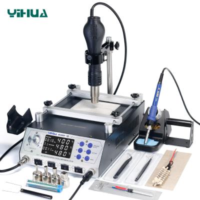 China Machinery Repair Shops YIHUA 853AAA+ Multi Functional Preheat Desoldering Station Soldering Iron Hot Air Gun Rework Soldering Station for sale