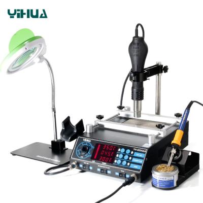 China BGA Rework YIHUA 853AAA Preheating Solder Iron LED Magnifier Lamp Hot Air Bracket Plate Hot Air BGA Rework Soldering Station for sale