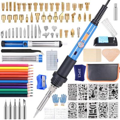 China Hotels Pen Tools Kit Soldering Stencil Wooden Burning Iron Craft Pyrography 60W for sale