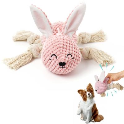 China Viable Stuffed Dog Toys With Pleat Rabbit Paper Cute Durable Rope Squeaky Chew Toys Plush Dog Toys for sale