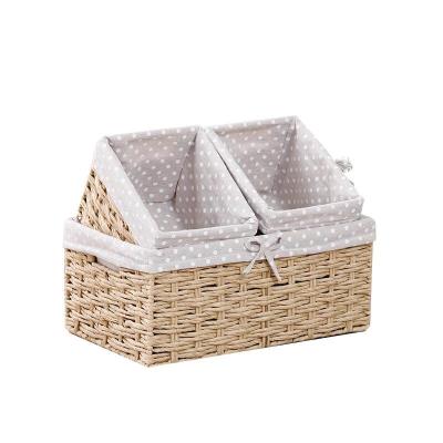 China Sustainable set of 3 paper cord woven storage baskets for storage for sale