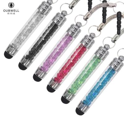 China Universal Mobile Phone Glitter Pen Stylus Pen Small Mini Crystal Touch Pen For Phone Protection With Chain for sale