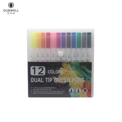 China Bright Colors New Tip Top Dual Marker Type Pens Set Brush Fine Point Paint Marker Set For Wholesale for sale