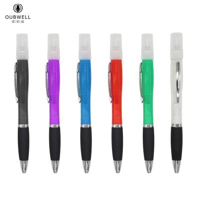 China office & 2020 Hot Selling School Pen Spray Free Sample Twist Pen Barrel Translucent Ballpoint Pen With 2ml Bottle for sale