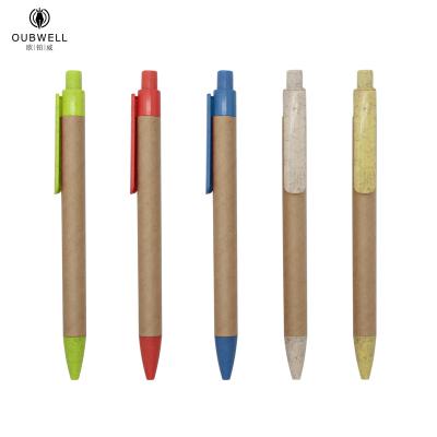 China Promotional pen eco pen with straw rolling paper pen material ballpoint pen with customized logo print for sale