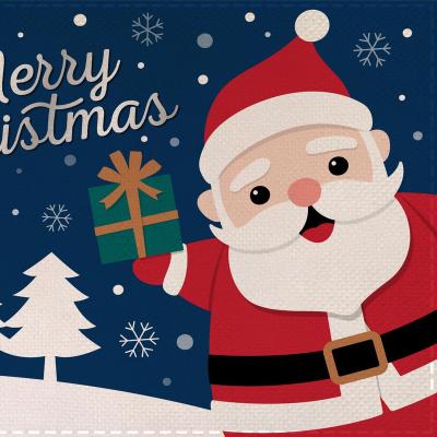 China Coasters Supplies Customized Sustainable Place Mat Santa Claus Family Placemats Christmas Linen Home Rug for sale