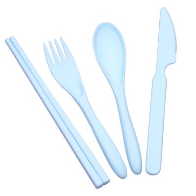 China Sustainable Premium Reusable Cutlery Plastic Cutlery Set Portable Four Piece Cutlery Set for sale