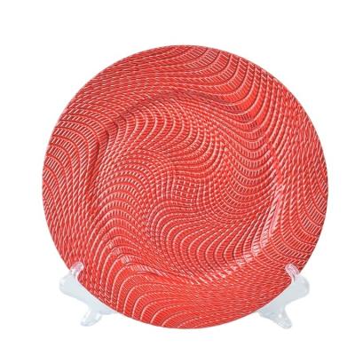 China Viable Wholesale Plastic Decorative Plate Round Decorative Spiral Pattern China Wedding Dish Bottom Dish for sale