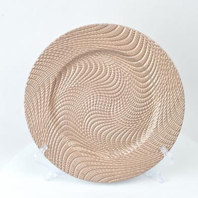 China Wholesale Price Wholesale Price Wedding Dish Spiral Pattern Charger Plastic Decorative Dish Round Bottom Dish for sale