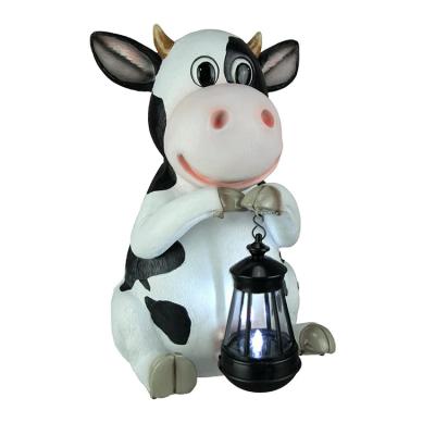 China China Custom Design Outdoor Decor Solar Farm Animal Statues Resin Garden Cow* Light for sale