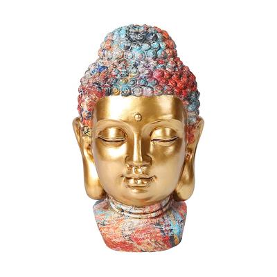 China Europe Custom Water Transfer Buddha Head Painting Home Decor Statue, Art Resin Colored Buddha Statue / for sale