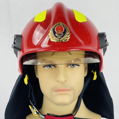 China Good Quality Fire Fighting Protection Firefighter Fire Fighting Helmet Safety Fire Helmet In Red for sale