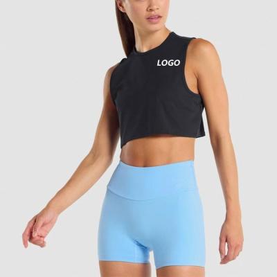 China 2022 QUICK DRY summer ladies slim fit around the neck Quick-drying sports vest short yoga top for sale