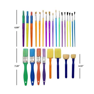 China Factory Supply 25 Pcs Multifunctional Children's Nylon Wool Watercolor Sponge Brush Paint Brush Set for sale