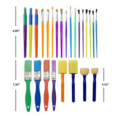 China Competitive Price 25 Pcs Nylon Rod Paint Brushes Wooden Watercolor Oil Painting Set for sale