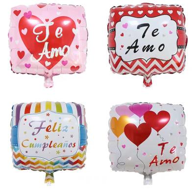 China New arrival18inch spanish love foil balloon party decoration square shape for valentine's day party decoration for sale