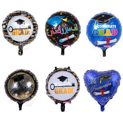 China Party Decoration 50pcs 18inch Round Spanish Heart Graduation Balloons Foil Helium Balloon for Celebrate Graduate Party Decoration Air Balls for sale