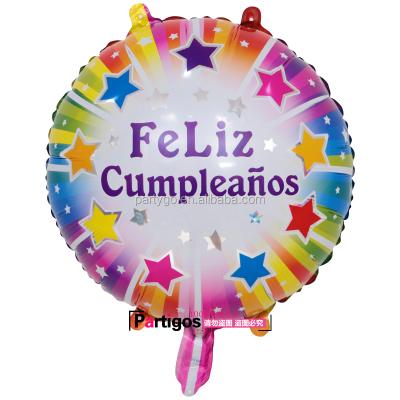 China New 16 Inch Happy Birthday Gift Toy Foil Ball Feliz Cumpleanos Spanish Mayler for sale