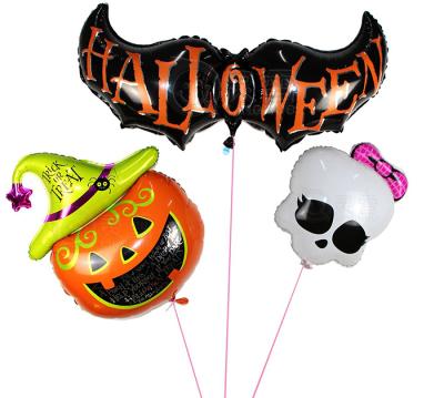 China Party Gift Toy Happy Halloween Aluminum Foil Bat Pumpkin Balloons Supplies Decoration for sale