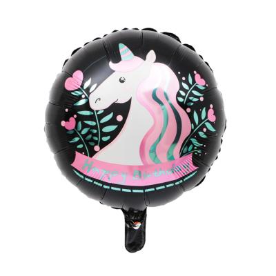 China 18inch new arrivals happy birthday unicorn round foil balloon for party decoration 18inch for sale