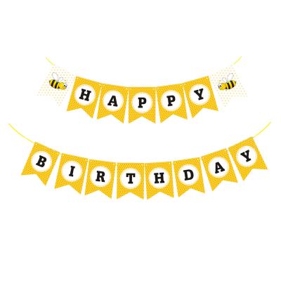 China Party Decoration High Quality Bees Shape Happy Birthday Banner For Kid's Birthday Party Decoration for sale