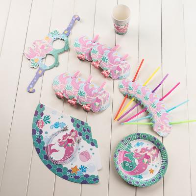 China China Decorations Mermaid Paper Tableware Set For Kids Party Birthday Supplies LSX0036 for sale