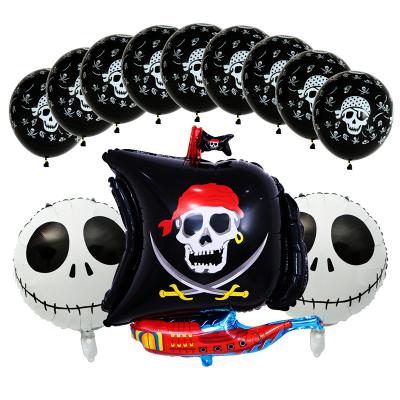 China New Cartoon Halloween Pirate Ship Aluminum Foil Balloon Festival Party Decorative Balloon 18inch Bone Balloon For Halloween for sale