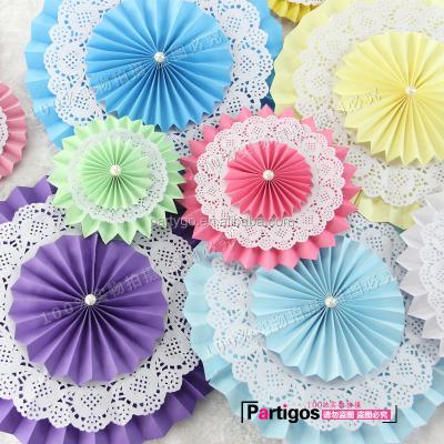 China Party Decoration Fan Set Paper Party Supplies Wedding Decorations Hanging Paper Fans for sale