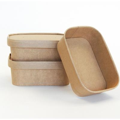 China Biodegradable Disposable New Product Kraft Disposable Square Paper Bowl Take Out Food Container for sale