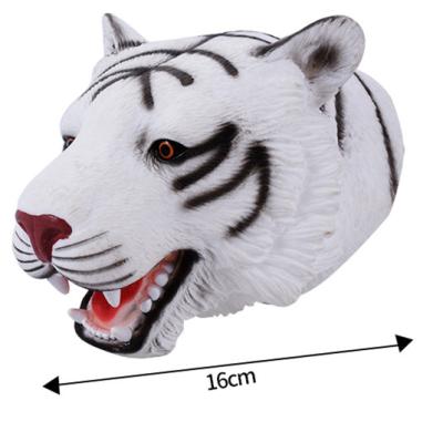 China PVC Funny Animal Tiger Toy Realistic Head Hand Puppet For Kids for sale