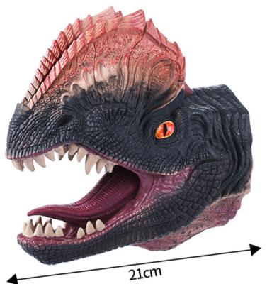 China Funny PVC Double Crown Dragon Dinosaur PVC Main Toy Realistic Hand Puppet For Kids for sale