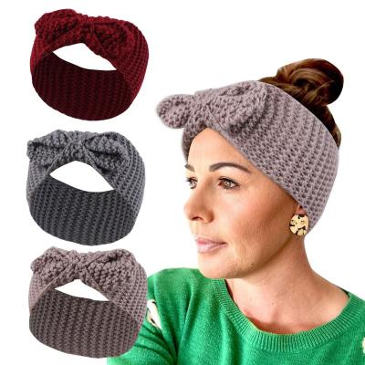 China Wool head bow hair ribbon thick warm knitting hair accessories autumn/winter day the head of pure color, hair accessories for sale