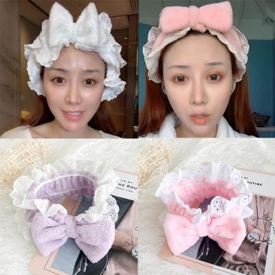 China Hair Accessories Spa Hair Accessories Fleece Peach Face Wash Makeup Coral Headband For Women for sale