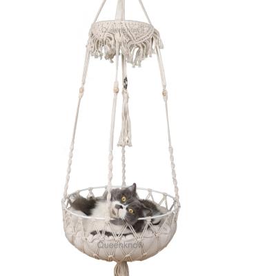 China 2021 Hot Sale Breathable Pet Bed Hanging High Cat Hammock New Design Pet Bed Macrame Cat Bed For Cats for sale