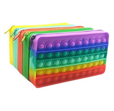 China Wonderful Pop Bubble Push Gift 2021 Silicon Busy Person Bag Sensory Pencil Pen Case For Women and Children for sale