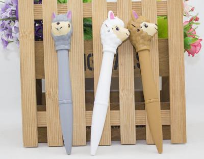 China Popular Factory Wholesale Kids Gift Toys Cartoon Voice Alpaca Plastic Ballpoint Pen for sale