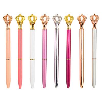 China New Design Popular Crown Metal Ballpoint Pen For Writing Fancy Bling School Supplies for sale