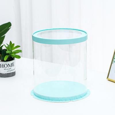 China Recycled Materials 4 Inch Clear Transparent Round Cake Packaging Box PVC PET Cake Box In Stock for sale