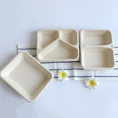 China Disposable Biodegradable Sugar Cane Sugar Cane Bagasse Food Tray 900ml Biodegradable Compostable Tableware Envase for sale