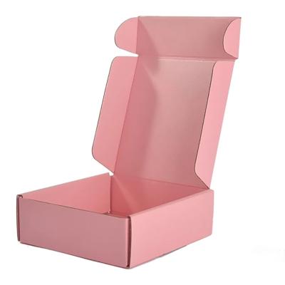 China Recyclable Custom Logo Pink Color Cosmetic Free Sample Shipping Mailing Box Corrugated Cardboard Paper Box for sale