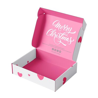 China Recyclable Custom Logo Pink Color Cosmetic Free Sample Shipping Mailing Box Corrugated Cardboard Paper Box for sale