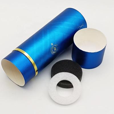 China Recycled Materials Whiskey Package Printing Custom Logo Blue Paperboard Cylinder Round Wine Cardboard Paper Tube Packaging for sale