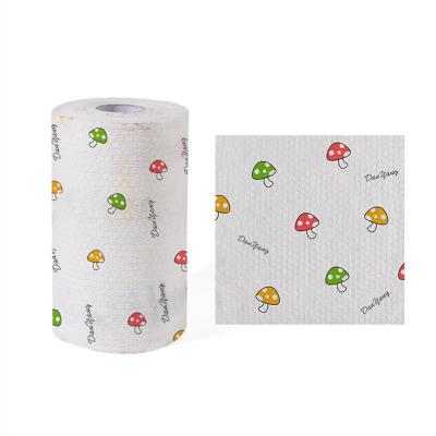 China Wholesale Kitchen Towel Eco-friendly 2 Layers Printing White Cloth Kitchen Roll Reusable Paper Towels Kitchen Paper for sale