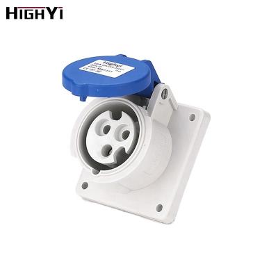 China HY1331 IP44 Industrial 3 Phase 2P+E 200~250V 3 16 Amp Panel Mount Industrial Female Socket Outlet for sale